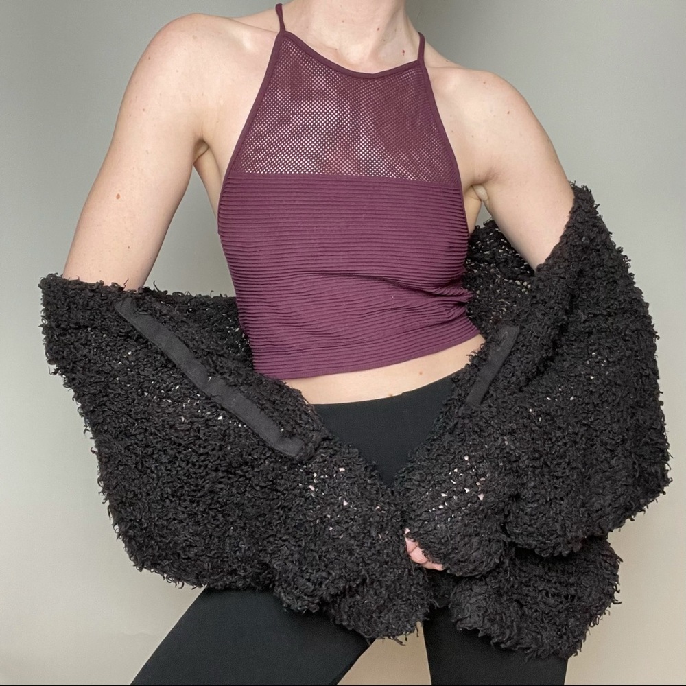 BCBGeneration Purple Mesh Racer Tank